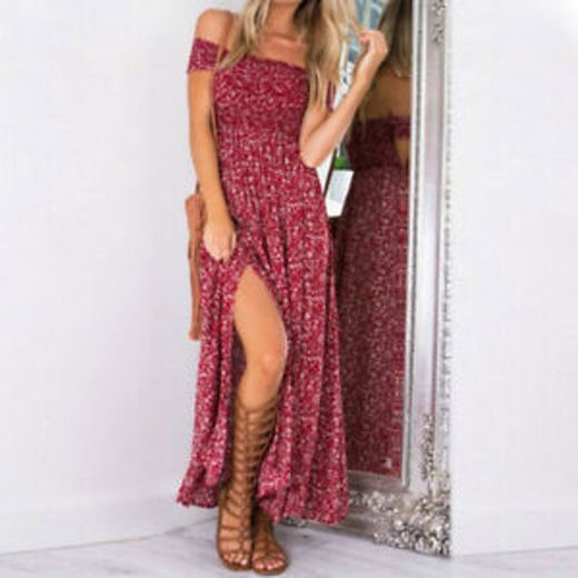 Vestidos Mujer Casual Playa Largos Boho Floral Maxi Vestido Bohemio Tirantes Playa