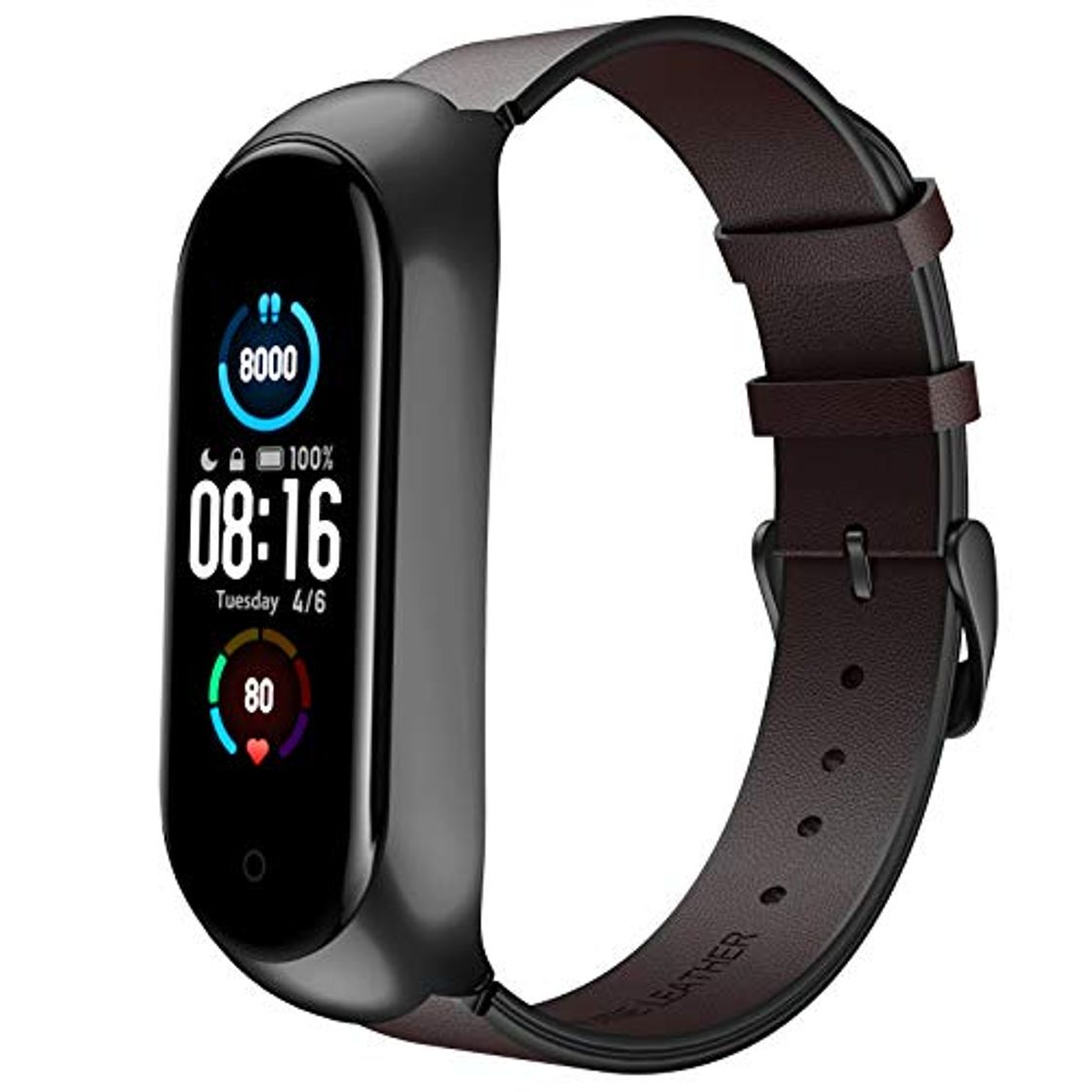 Social NotoCity Correa de Cuero Compatible con Mi Band 5, xiaomi 5 Correa