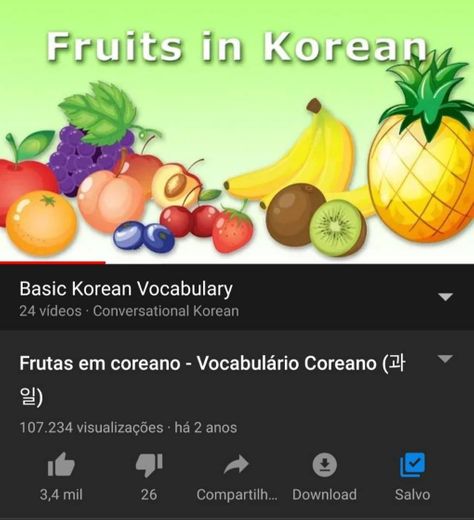 Fruits in Korean - Korean Vocabulary (과일) - YouTube