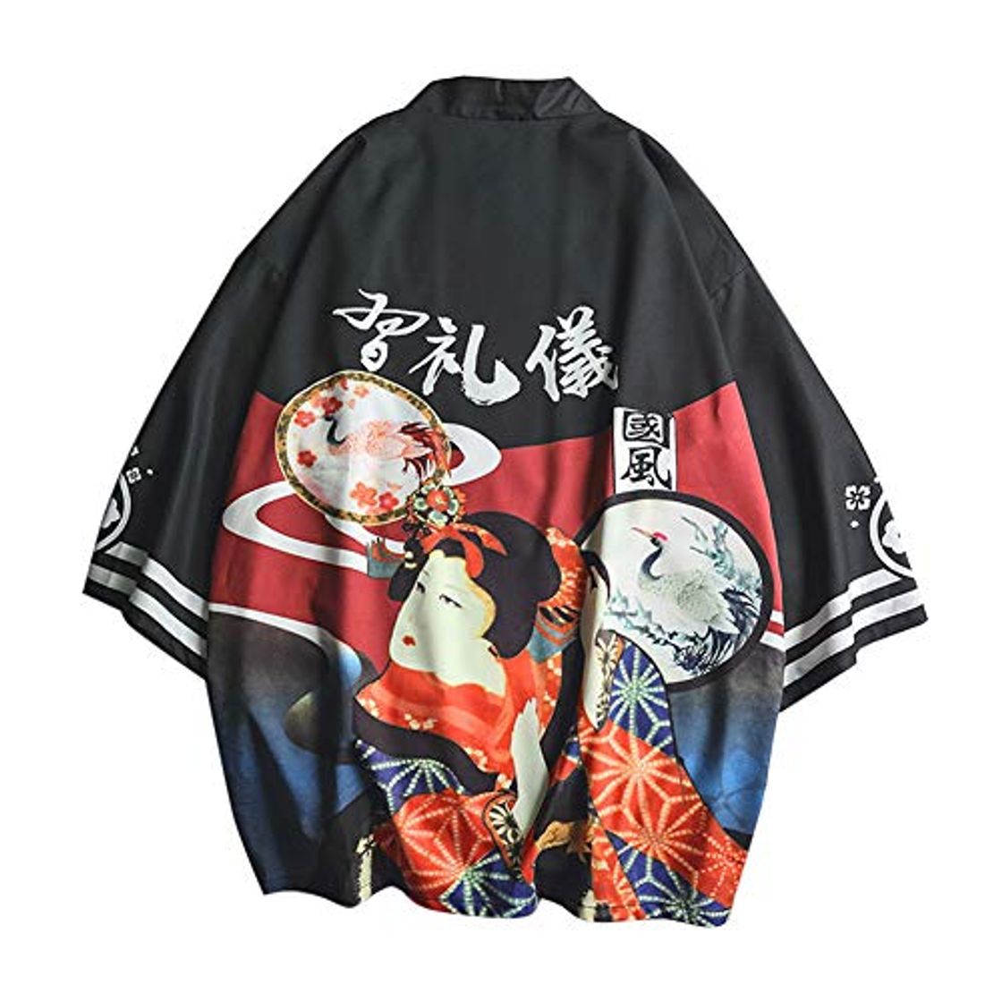 Products LaoZanA Hombres Vintage Japonés Kimono Camisa Haori Estampado Holgado Cárdigan 15 XL