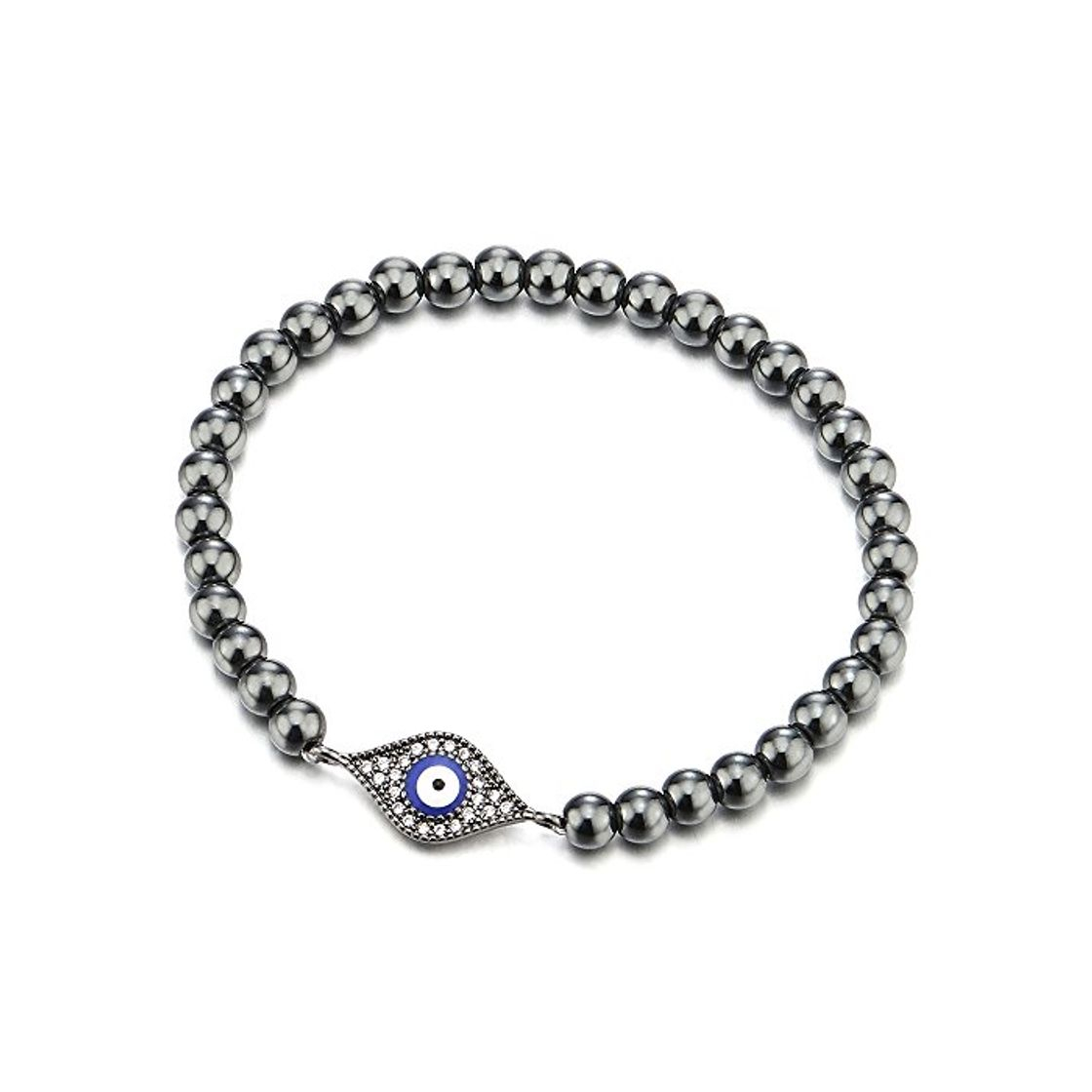 Producto COOLSTEELANDBEYOND Negro Pulsera de Perlas con Zirconio Cúbico Protección Mal de Ojo