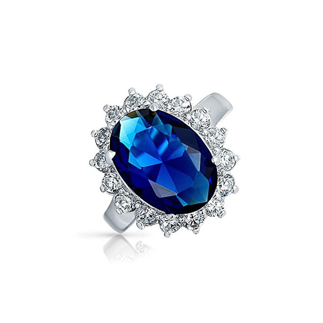 Product Bling Jewelry 6Ct Azul Real Safiro Simulado Ovalado Zirconio Cúbico CZ Corona