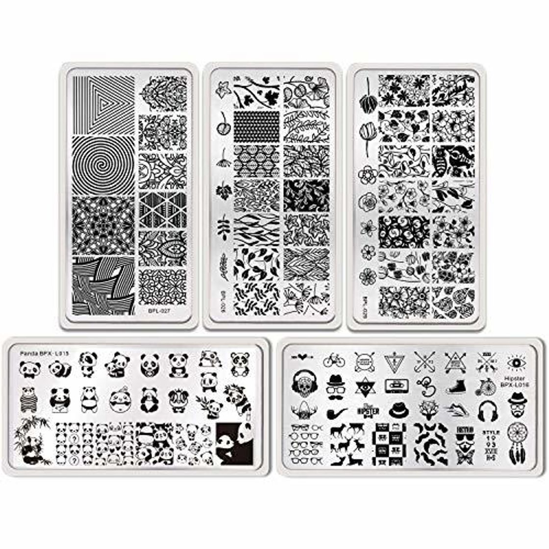 Belleza BORN PRETTY Nail Art Stamping Templates Manicure Tool Kit 5Pcs Nail Stamping