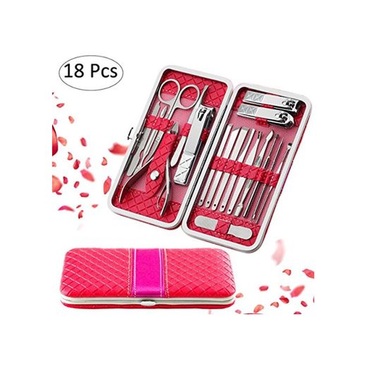 Fixget 18 Set de Manicura Pedicura Kit de uñas deAcero Inoxidable, Tijeras