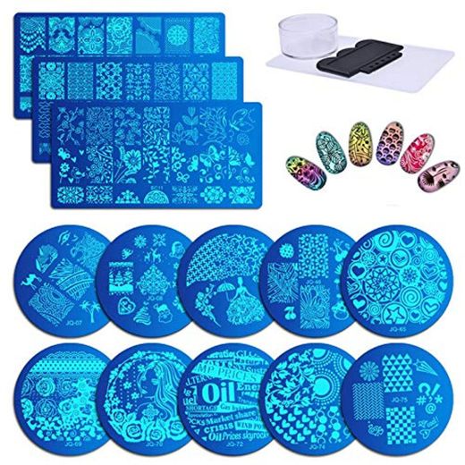 Biutee Stamping Nail Art de Acero Inoxidable con 13 Placas