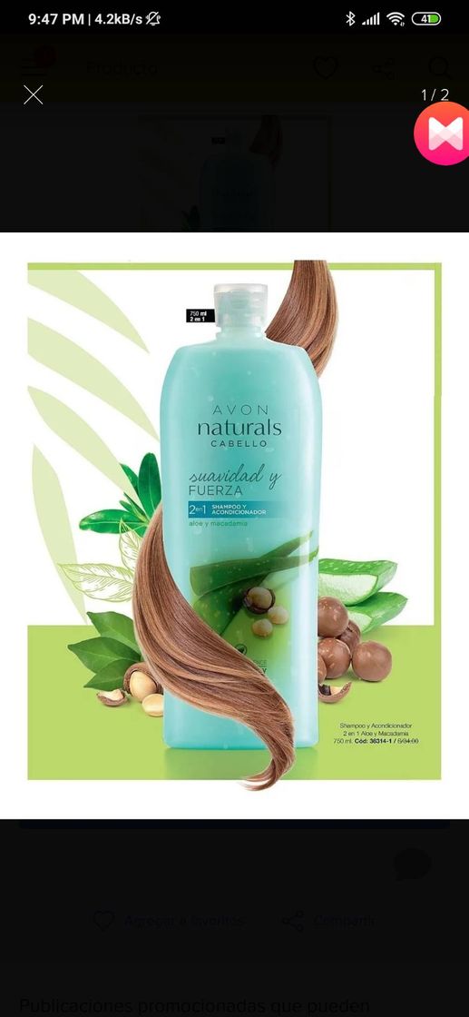 Fashion Shampoo Avon Naturals Aloe y Macadamia