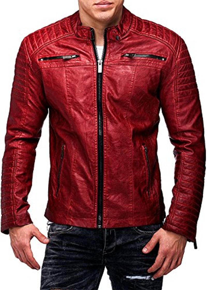 Fashion Red Bridge Hombres Chaqueta de imitación de Cuero de la Chaqueta de Cuero Rojo tamaño M