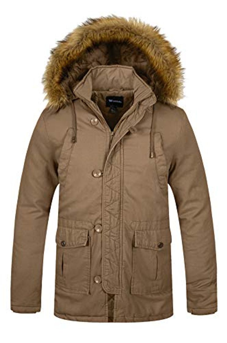 Fashion Wantdo Chaqueta Algodón Capucha Forrada Invierno Hombre Caqui Small