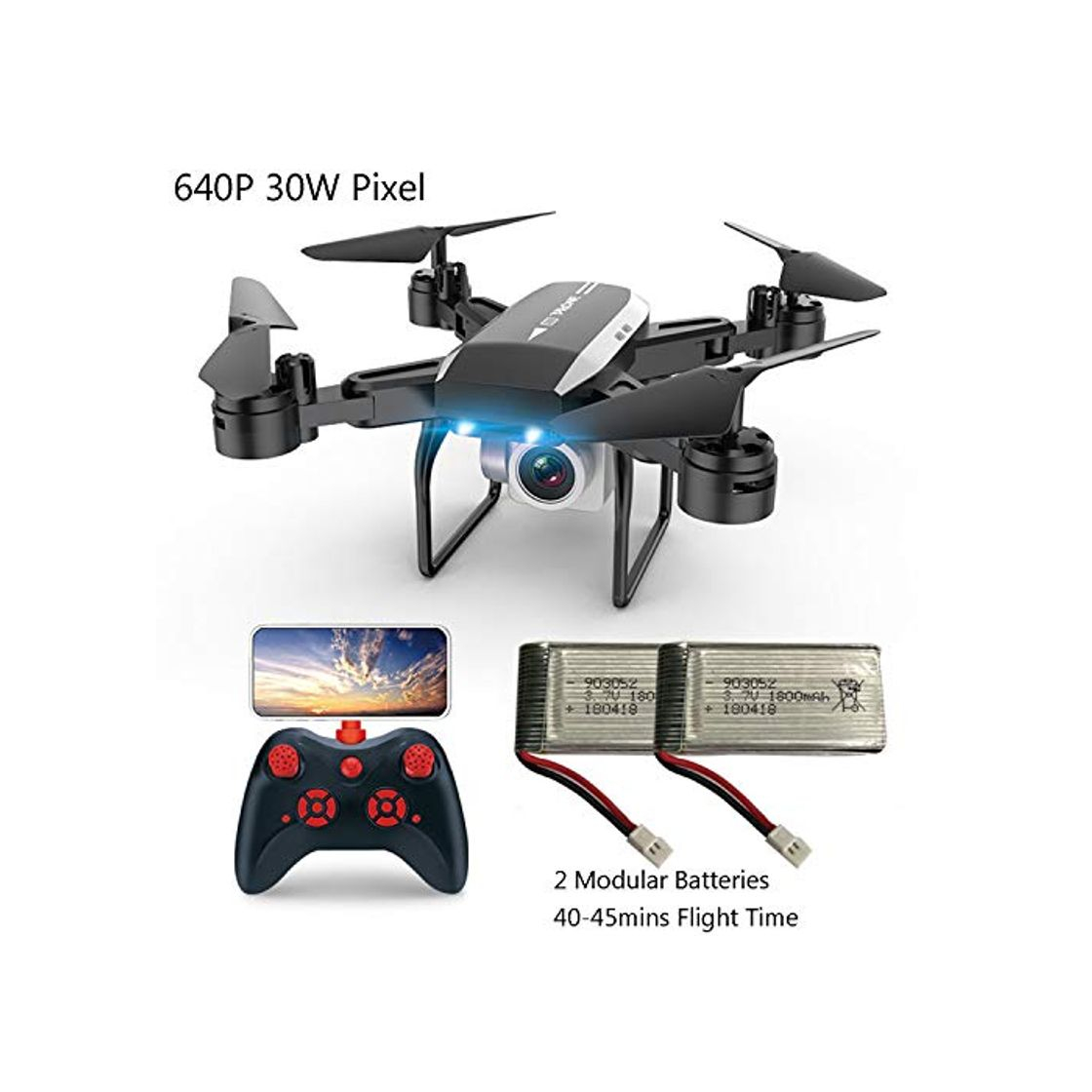 Productos SBUNA Plegable RC Drone Lente Ajustable 90° con Cámara 640P