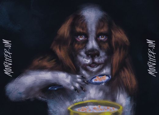 Dibujo del perro comiendo cereal 