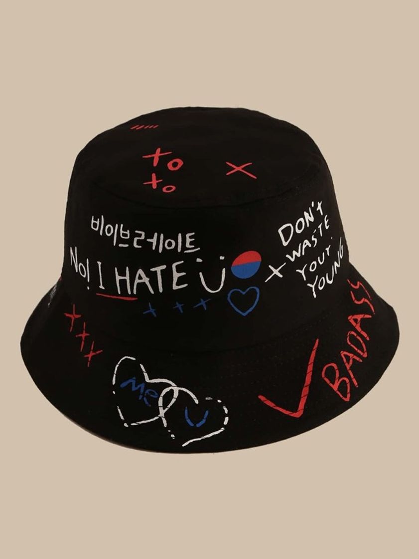 Social Bucket Hat con estampado de letra