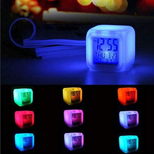 XLZZLDZ Reloj Despertador Cube Digital Alarm Clock Creative 7 Colores LED Change