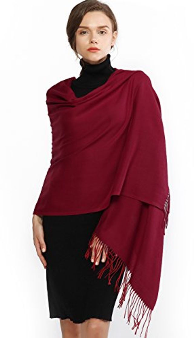 Fashion RIIQIICHY Mujer Cachemira Bufanda Pashmina Chal Borgoña Invierno Cálida Grande Larga Suave Manta para Mujeres