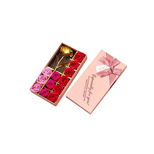 Románticos regalos 12 piezas Jabón rosa y hoja de oro de 24