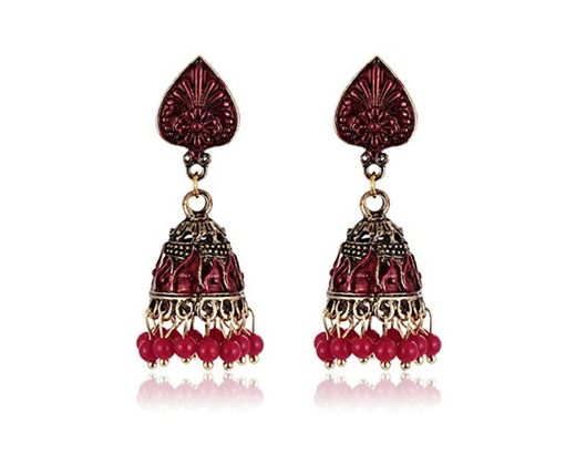 Pendientes de mujer vintage étnico hueco flor gitana campana colgante aretes hindú joyería trible pendientes