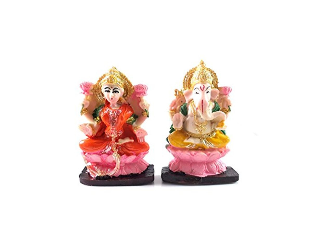 Products buycrafty 4 "Hermoso par de señor Ganesha y Lakshmi estatua de resina para