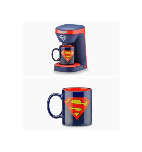 Cafetera de 1 taza, con taza, Superman, Azul