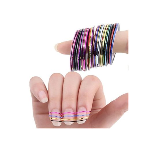 iTemer 30 pcs decoración de uñas línea Pintada decoración de uñas diseño de Rayas línea de Color Damas uñas Apliques