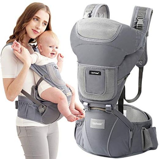 Upchase Mochilas Portabebés Ergonómica, 6 in 1 Multifuncional Ajustable, Multiposición Dorsal y