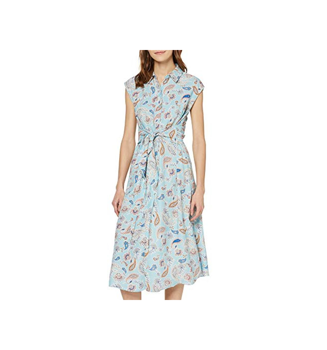 Social Marca Amazon - find. Vestido Midi Camisero de Flores Mujer, Multicolor