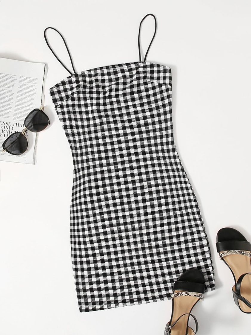 Moda Vestido con estampado de cuadros 