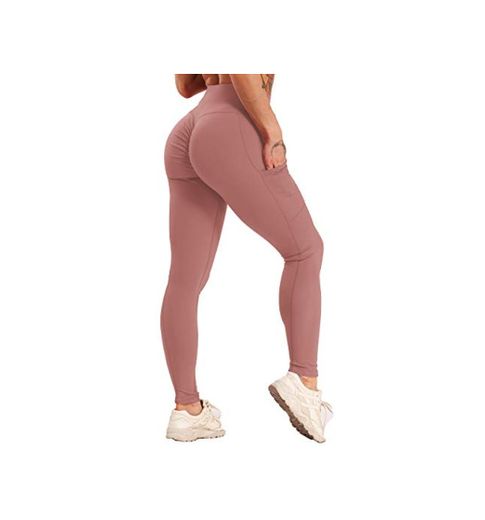 FITTOO Mallas Leggings Mujer Pantalones Deportivos Yoga Alta Cintura Elásticos Transpirables Rosa