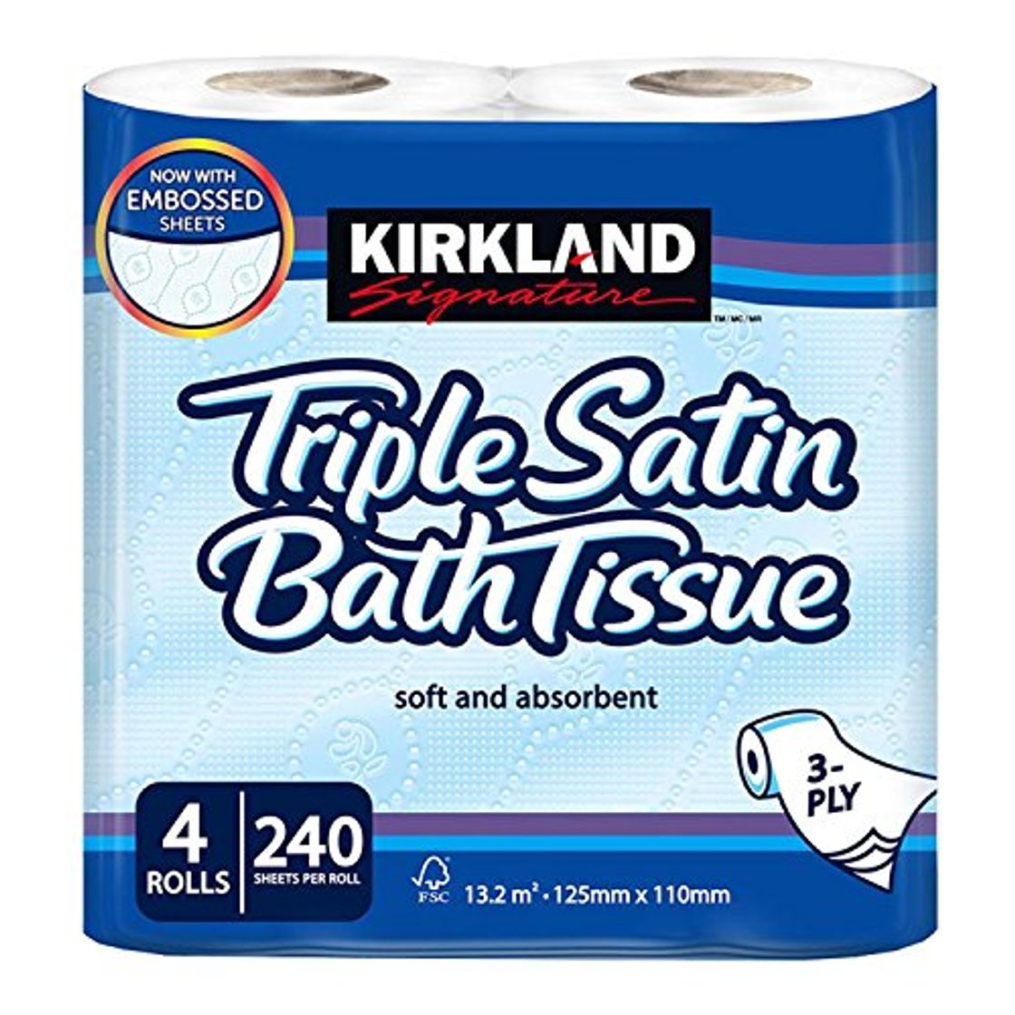 Producto Kirkland Signature suave y absorbente Triple satinado premium baño papel higiénico papel