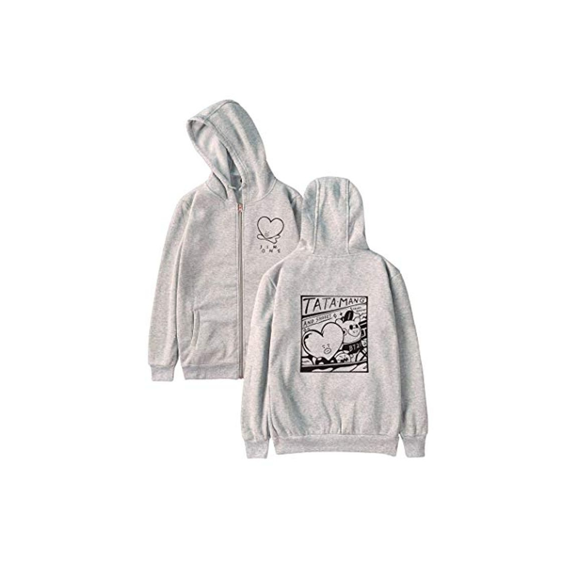 Social JLTPH Unisex Sudaderas con Capucha Tata Impreso Manga Larga Cremallera Hoodies Winter Warm Jumper Moda Deportiva Sweatshirt