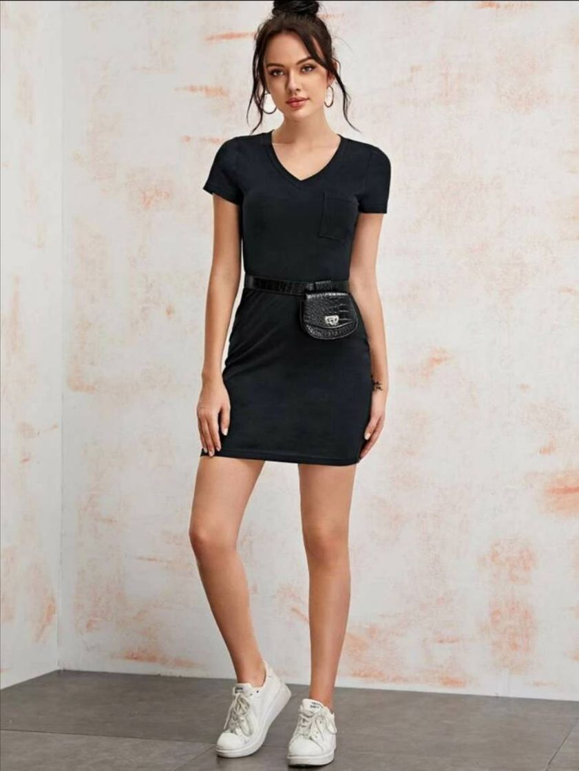 Moda Vestido Básico Negro 