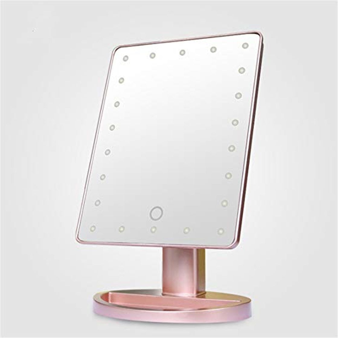 Social Espejo de mesa cosmético iluminado Espejo de vanidad de maquillaje con pilas de Led con luces Espejo iluminado con pantalla táctil Atenuación 180 ° Rotación ajustable Negro Blanco Rosa Espejo de maqui