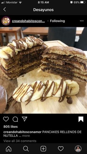Pancakes rellenos de Nutella 
