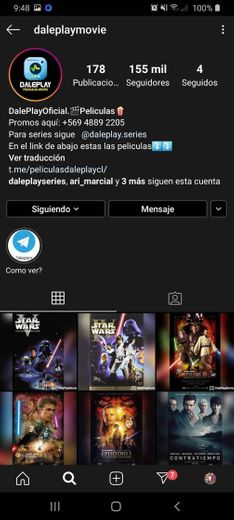 Cuenta de Instagram suben películas gratis 💚 @daleplaymovie