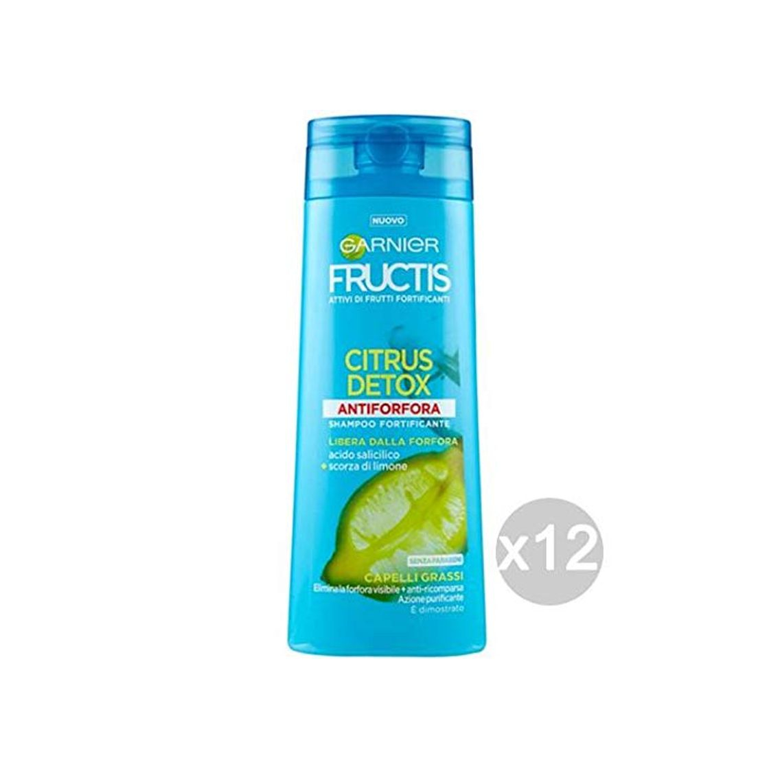 Product Fructis – Juego de 12 champú Citrus-Detox anticaspa Grasas Cuidado del Cabello