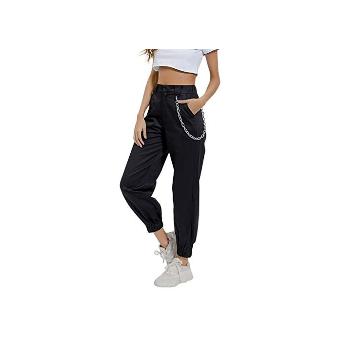 Fashion RISTHY Pantalones Cargo Mujer Hip Hop Danza Pantalón Harem Pantalones Largos Cintura