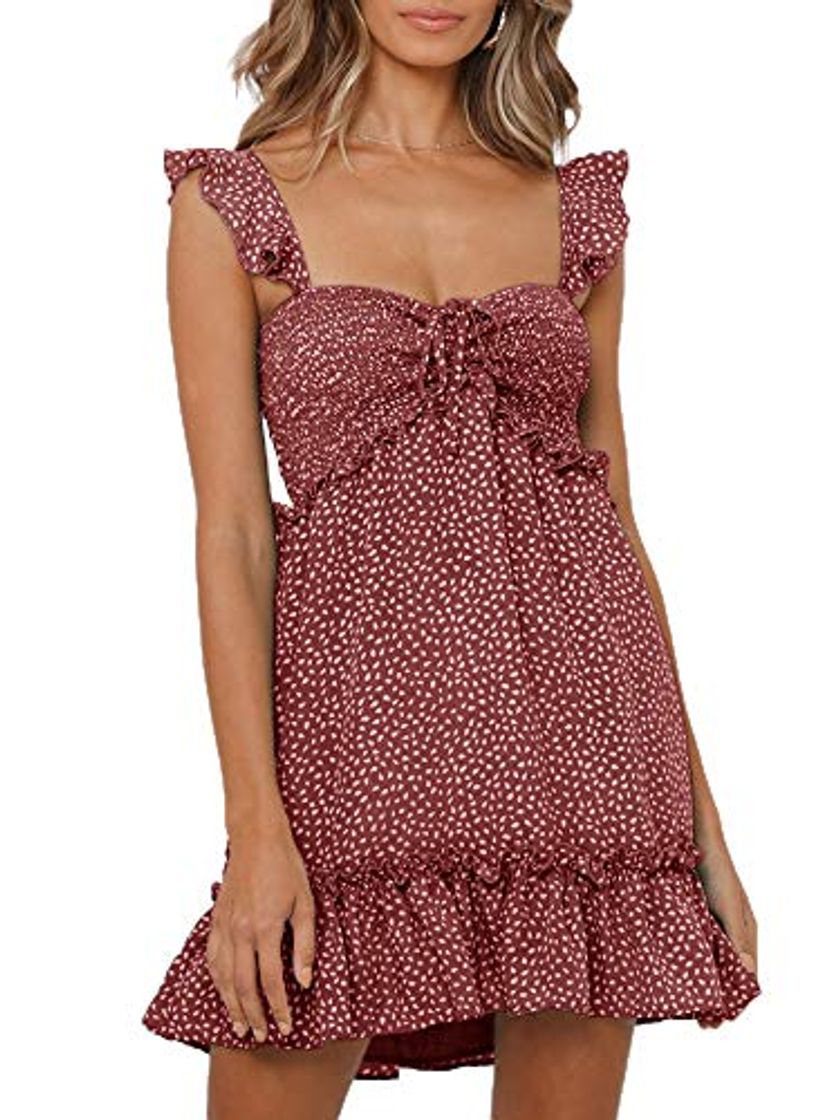 Product Imily Bela - Vestido de mujer de verano con fruncido y estampado