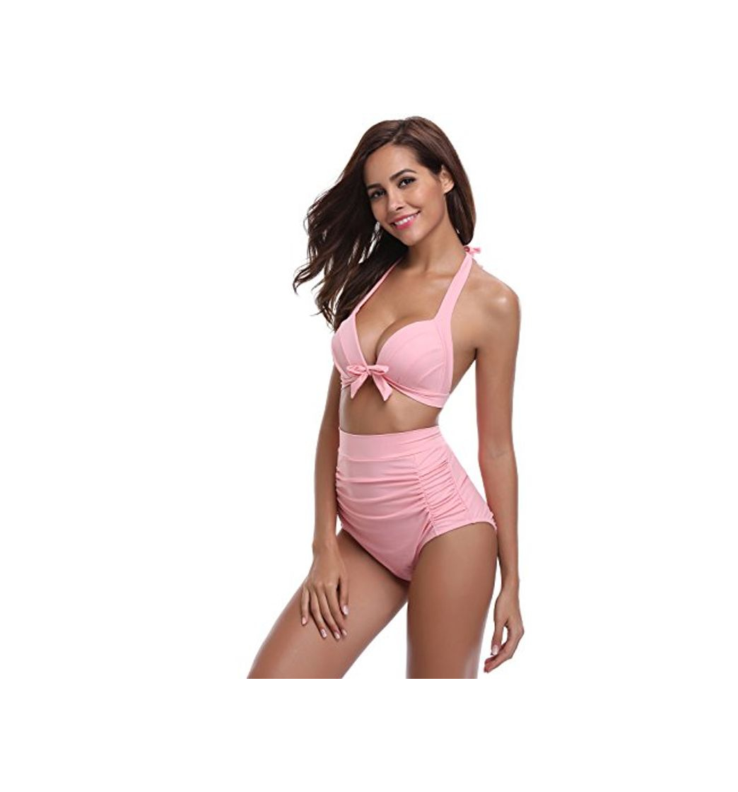 Product SHEKINI Mujer Triángulo Push up Bikini Set Cintura Alta Braguitas Arruga Trajes