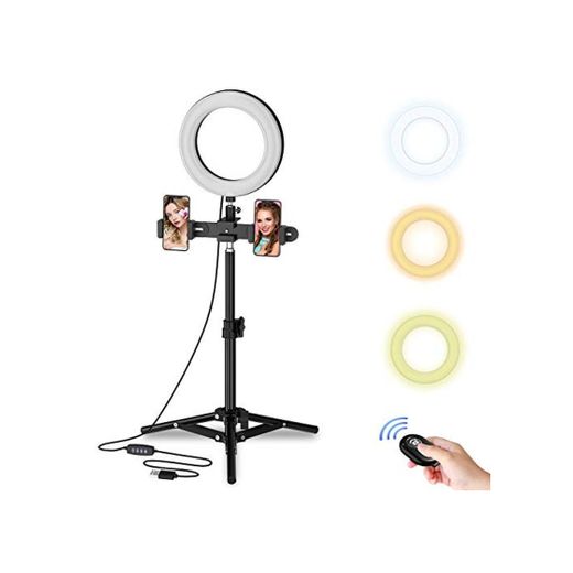 Selvim Anillo de Luz LED 8" con Espejo de Maquillaje para Selfie