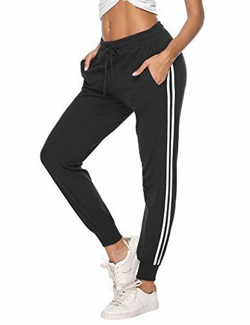 Social Aibrou 100% Algodón Pantalones Deportivos para Mujer Pantalones de Pijama Largos Primavera