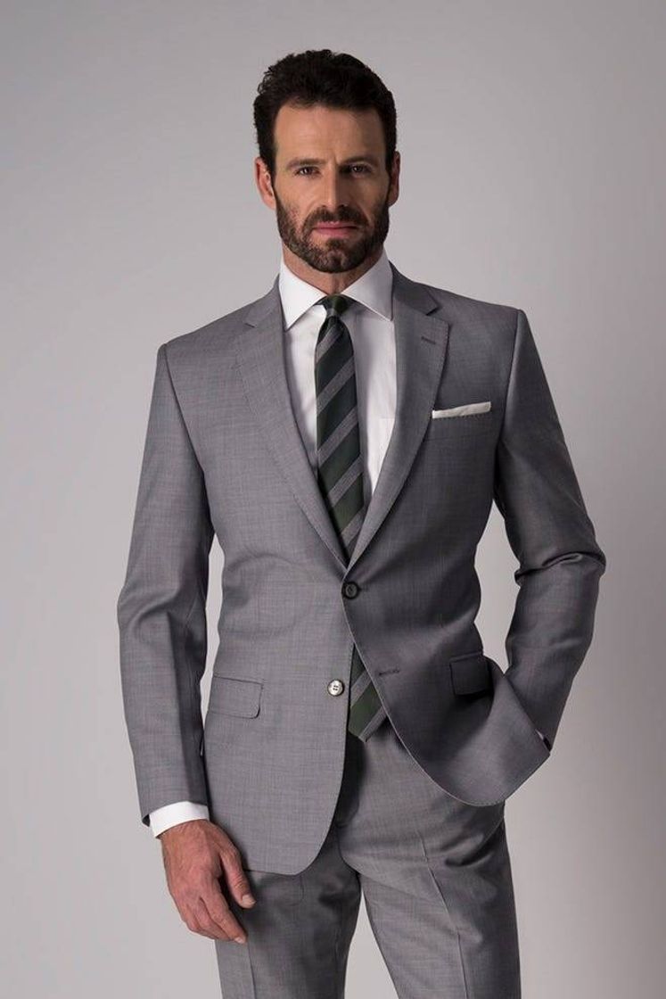 Social Traje Alesandro gris medio en tejido liso para Caballero - Roberts