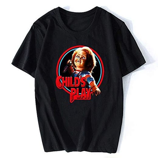 Dkcdrs Chucky Horror T Shirt Men's Aesthetic Cotton Vintage Black T