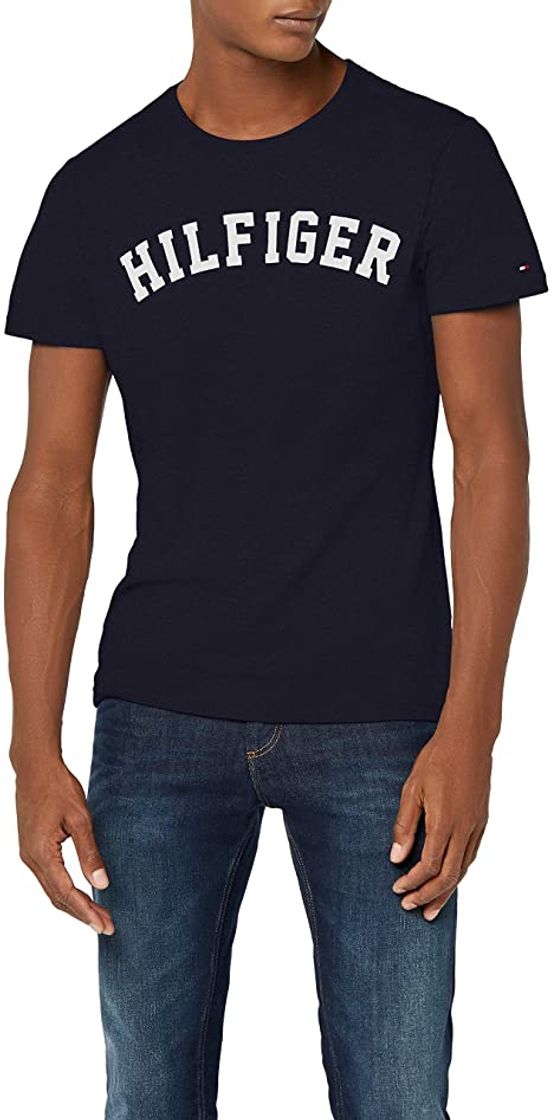 Producto Tommy Hilfiger Logo Camiseta de Cuello Redondo,Perfecta para El Tiempo Libre, Blanco