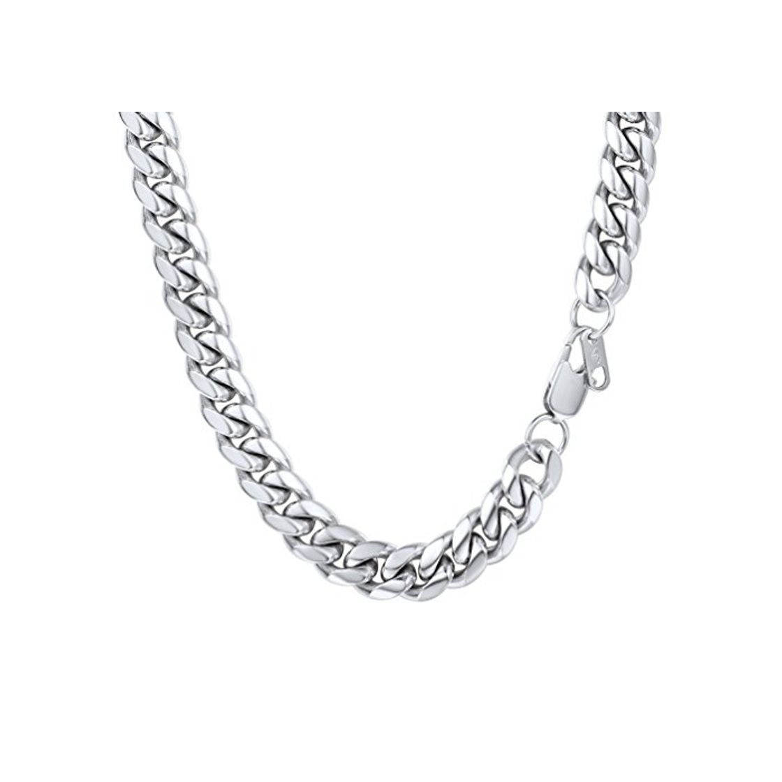 Social WJD Exclusives Collar de cadena de plata de ley 925 de 10 mm cubana de Miami para