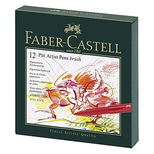 Faber-Castell 167146 - Estuche estudio con 12 rotuladores Pitt punta de pincel