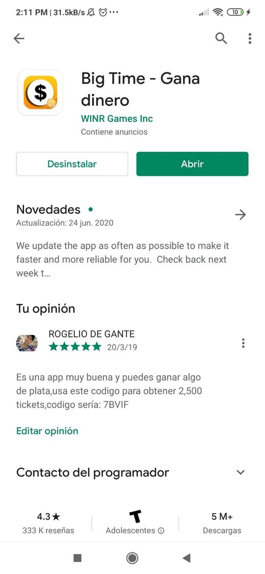 App Big Time, ganar dinero con Bitcoin y cambiarlo por dinerorea