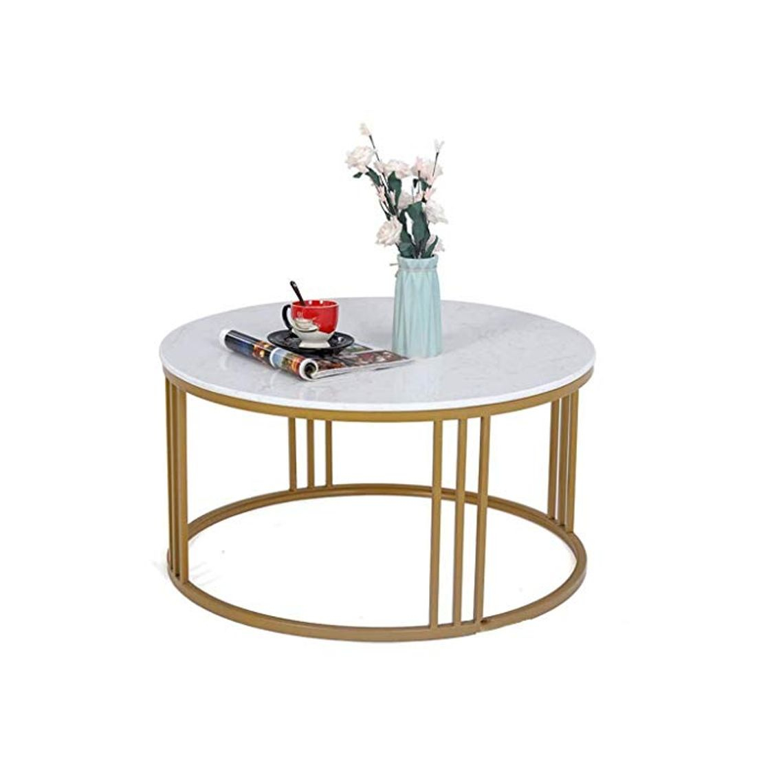 Producto Mesa auxiliar Nordic Marble Tea Coffee Table redonda Accent blanca de mármol