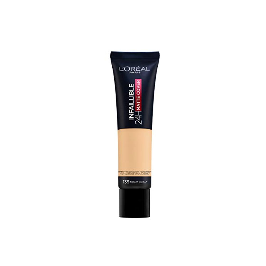 Product L'Oréal Infalible 24 H Matte Cover Base De Maquillaje Alta Cobertura Mate Piel Clara Subtono Dorado 135 Vanille Éclat 40 g