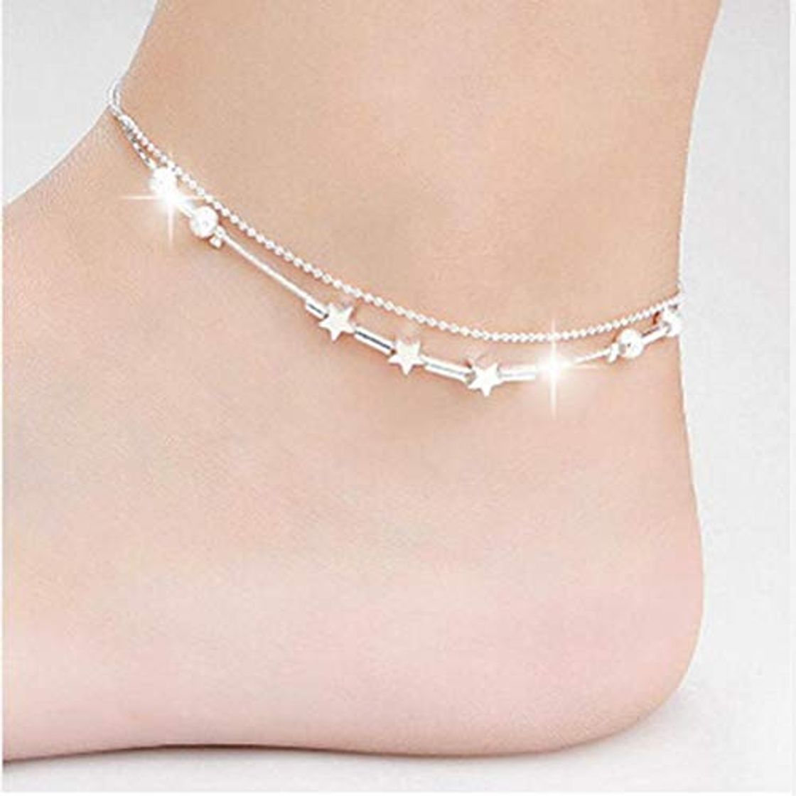 ZHANGJL Ajorca para El Tobillo Pulsera De Cadena De Tobillo De Plata para El Tobillo Little Star Mujeres Barefoot Sandal Beach Joyería Tobilleras Tobiller