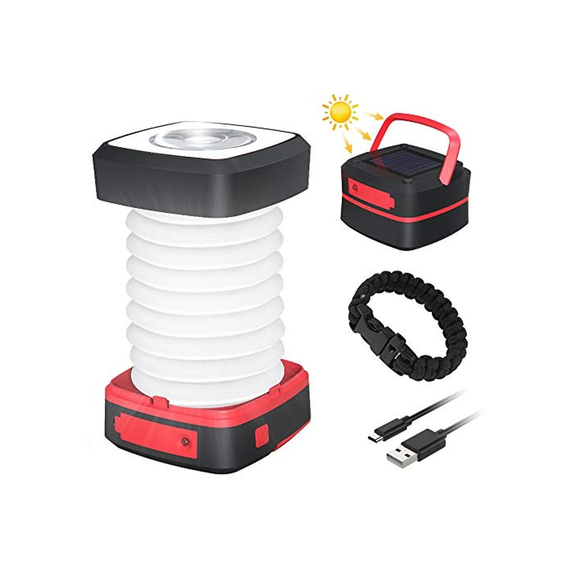 Farol Camping Recargable, GlobaLink Luz Camping Solar Linterna Camping Lampara Camping LED