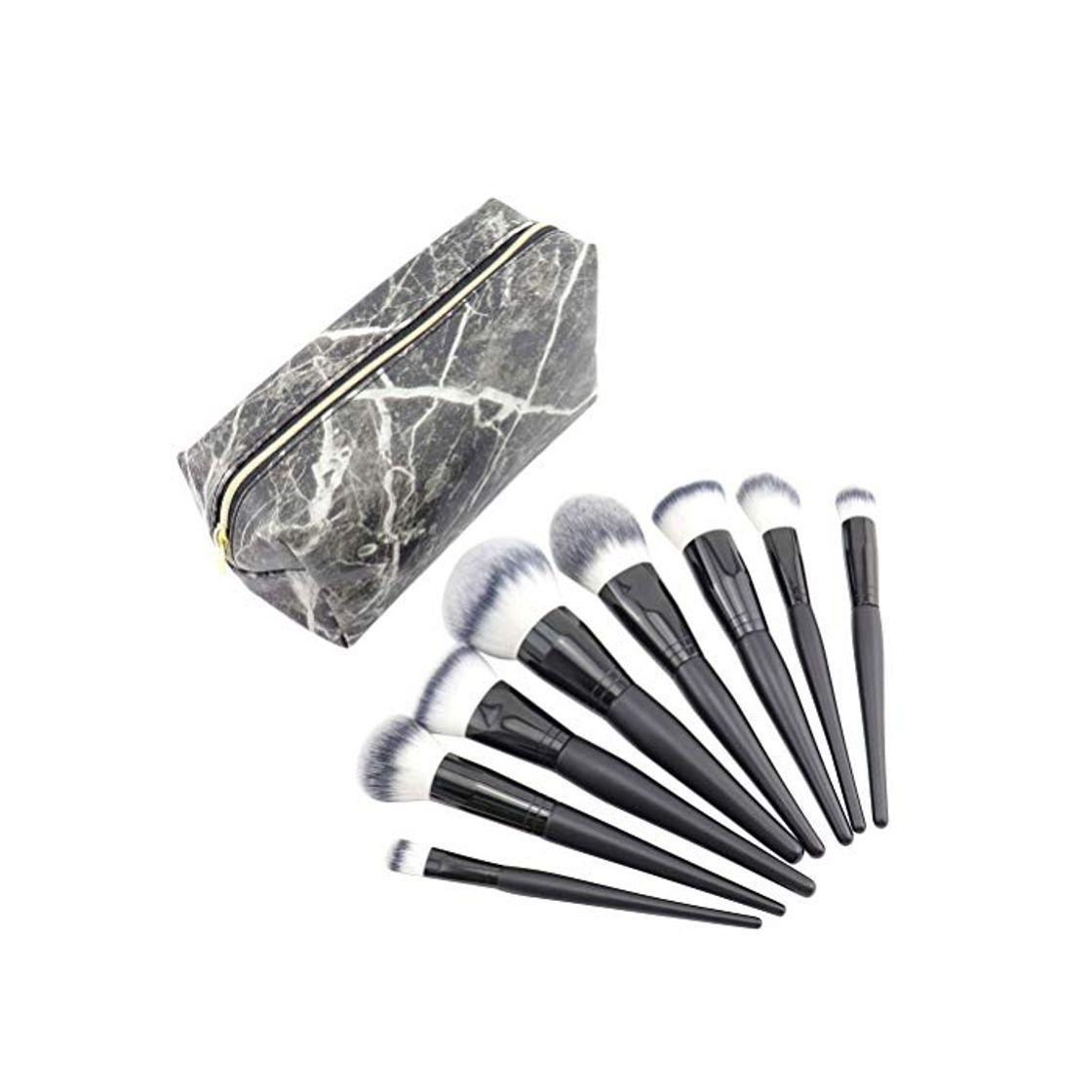 Social Lurrose 8pcs Cosmetic Brushes Set with Makeup Brushes Bolsa de Almacenamiento para Base Eyeliner Blush Contour Cream Corrector Viaje y Uso en el hogar