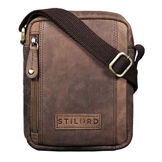 STILORD 'Brandon' Mariconera Hombre Cuero Bolso Pequeño Vintage para Hombres Bolsito Mensajero